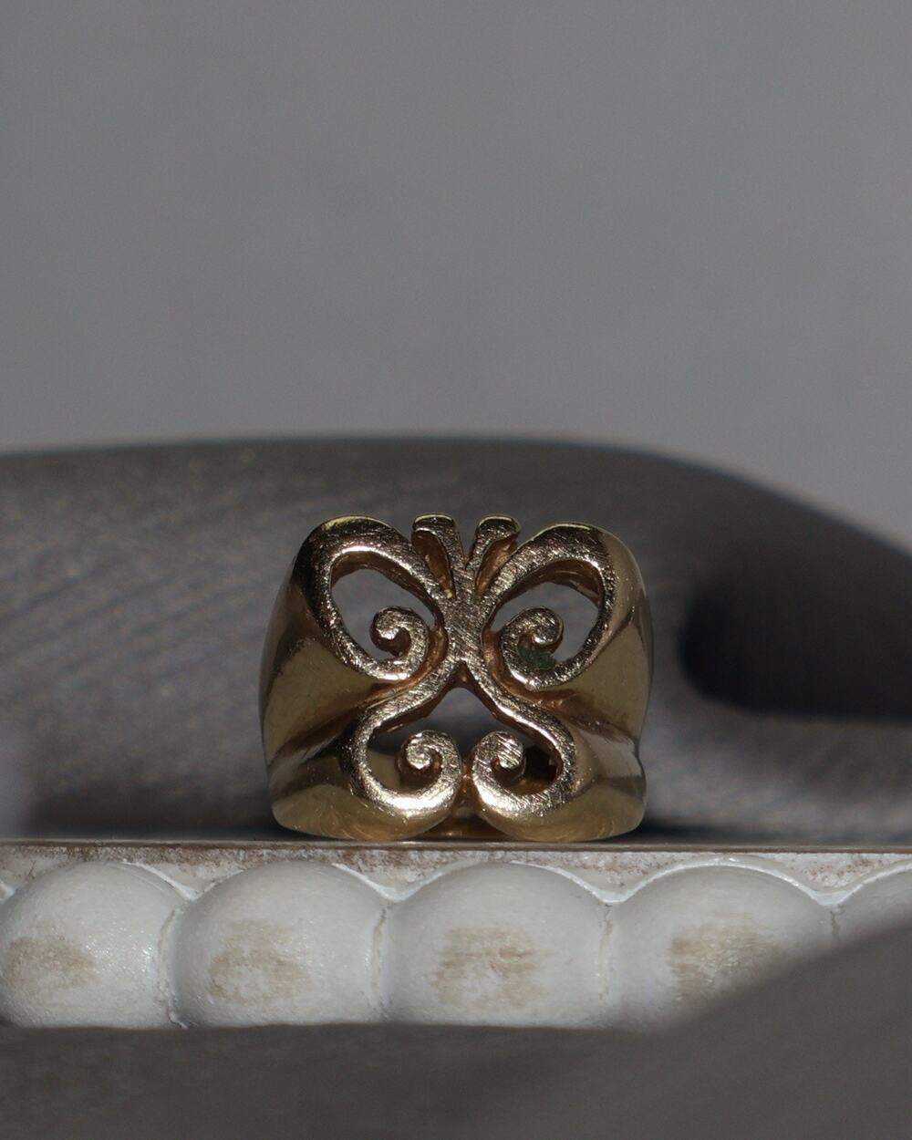 Retired James Avery 14k Yellow Gold Wide Spring Butterfly Ring 8.8G / Sz 3